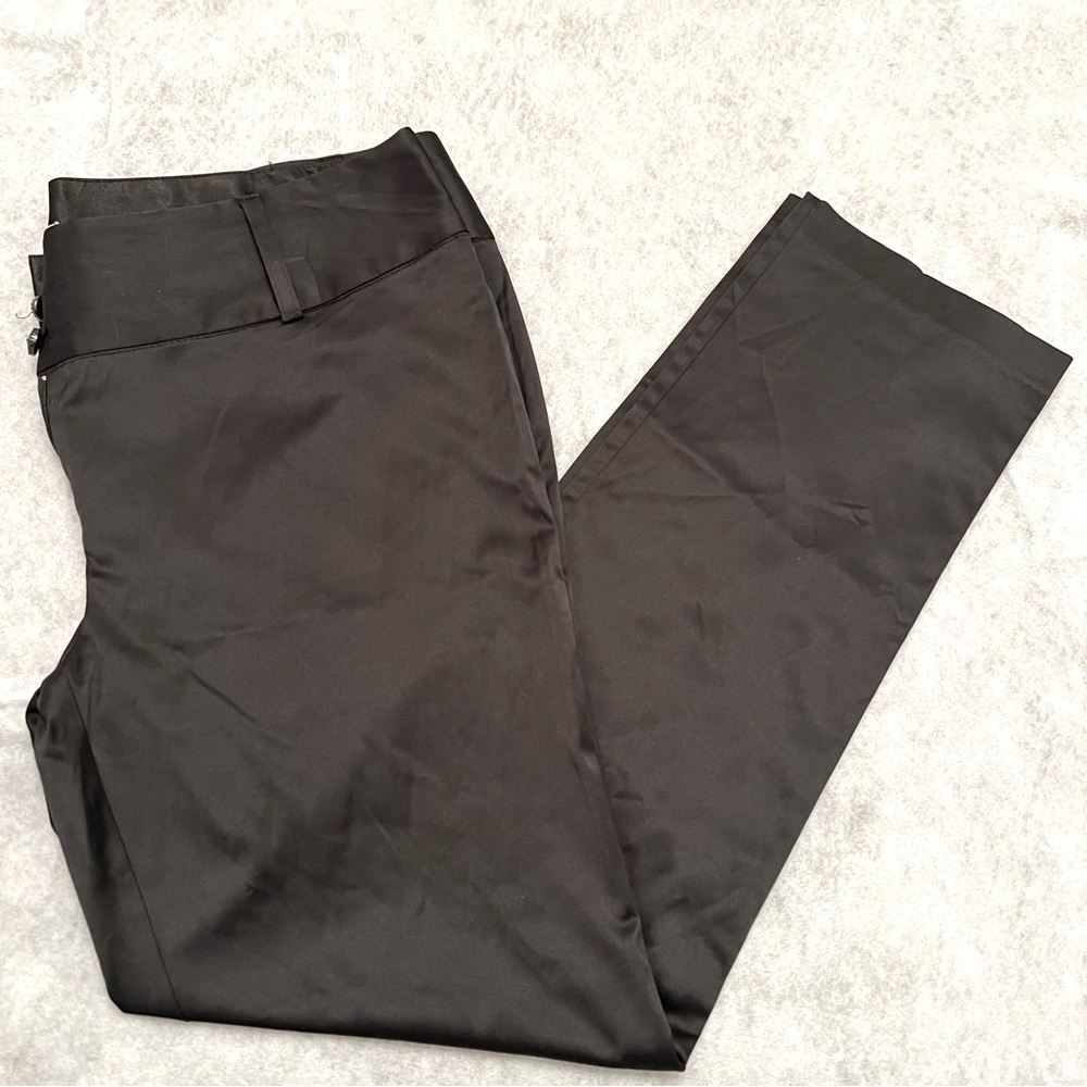Charlotte Russe Black Satin Button Up Pants